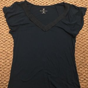 New York & Company Navy V-Neck Blouse